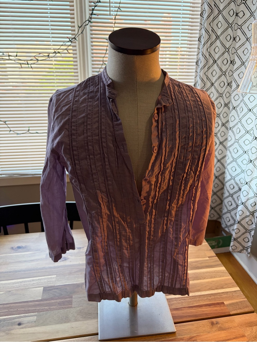 Armani Exchange Lavender Tunic with Front Pleats